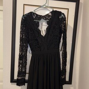 Lulu's Black Lace Long Sleeve Dress